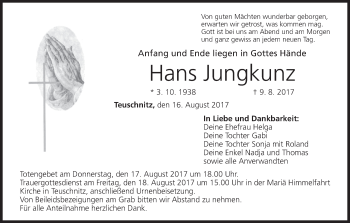 Anzeige von Hans Jungkunz von MGO