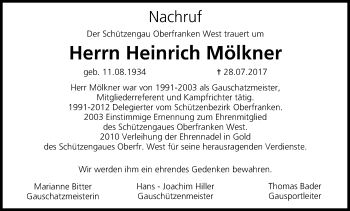 Anzeige von Heinrich Mölkner von MGO