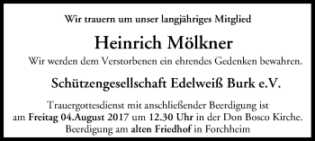 Anzeige von Heinrich Mölkner von MGO