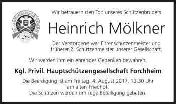 Anzeige von Heinrich Mölkner von MGO