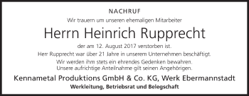 Anzeige von Heinrich Rupprecht von MGO