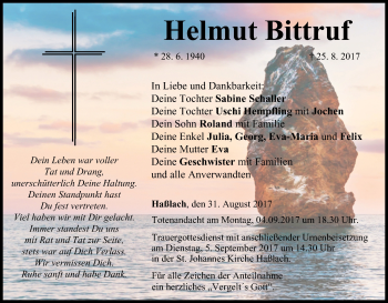 Anzeige von Helmut Bittruf von MGO