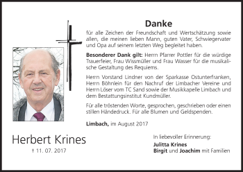 Anzeige von Herbert Krines von MGO