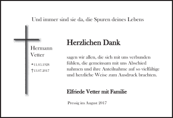 Anzeige von Hermann Vetter von MGO