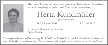 Anzeige von Herta Kundmüller von MGO