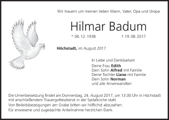 Anzeige von Hilmar Badum von MGO