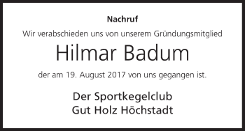 Anzeige von Hilmar Badum von MGO
