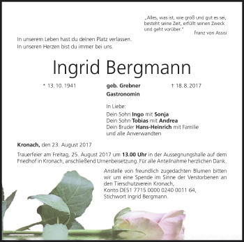Anzeige von Ingrid Bergmann von MGO