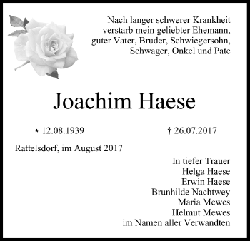 Anzeige von Joachim Haese von MGO