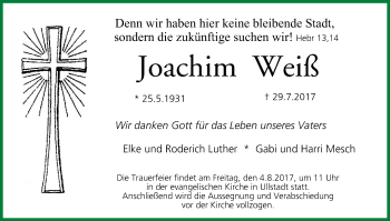 Anzeige von Joachim Weiß von MGO
