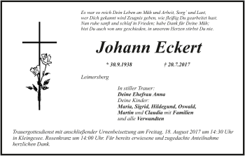 Anzeige von Johann Eckert von MGO