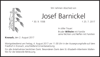 Anzeige von Josef Barnickel von MGO