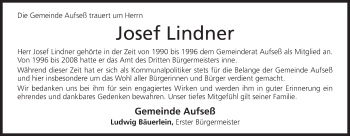 Anzeige von Josef Lindner von MGO
