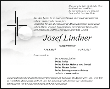 Anzeige von Josef Lindner von MGO