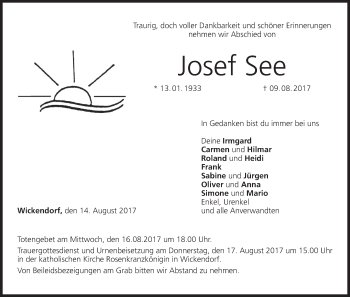 Anzeige von Josef See von MGO