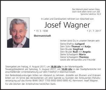 Anzeige von Josef Wagner von MGO