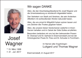 Anzeige von Josef Wagner von MGO