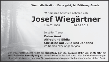 Anzeige von Josef Wiegärtner von MGO