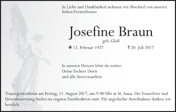 Anzeige von Josefine Braun von MGO
