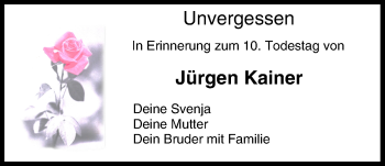 Anzeige von Jürgen Kainer von MGO