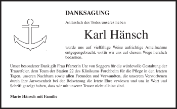 Anzeige von Karl Hänsch von MGO