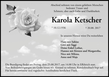 Anzeige von Karola Ketscher von MGO