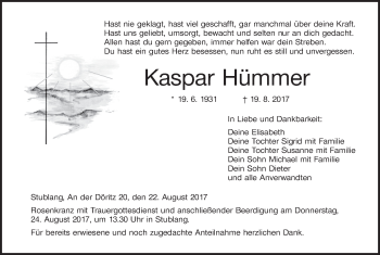Anzeige von Kaspar Hümmer von MGO