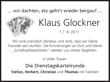 Anzeige von Klaus Glockner von MGO