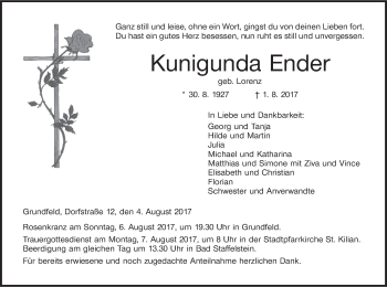 Anzeige von Kunigunda Ender von MGO