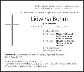 Anzeige von Lidwina Böhm von MGO
