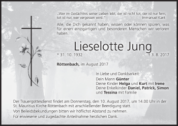 Anzeige von Lieselotte Jung von MGO