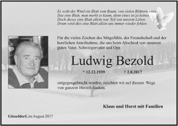 Anzeige von Ludwig Bezold von MGO