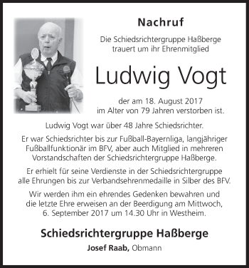 Anzeige von Ludwig Vogt von MGO