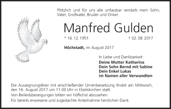 Anzeige von Manfred Gulden von MGO