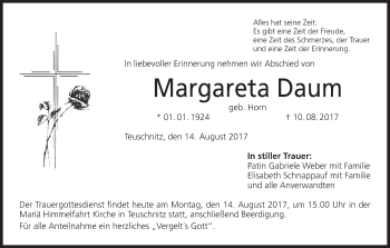 Anzeige von Margareta Daum von MGO