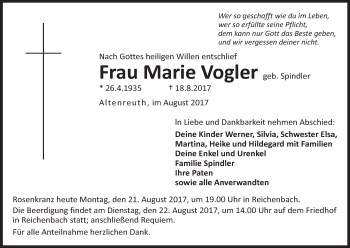 Anzeige von Marie Vogler von MGO