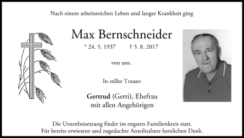 Anzeige von Max Bernschneider von MGO
