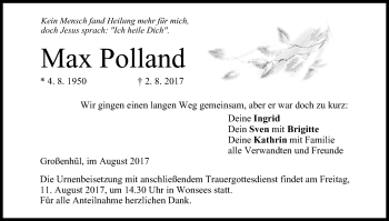 Anzeige von Max Polland von MGO
