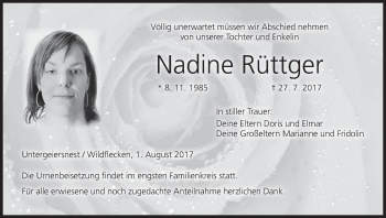 Anzeige von Nadine Rüttger von MGO