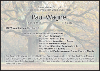 Anzeige von Paul Wagner von MGO