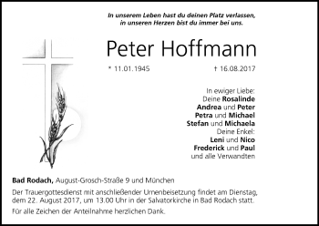 Anzeige von Peter Hoffmann von MGO