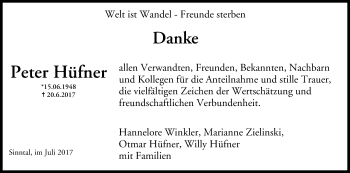 Anzeige von Peter Hüfner von MGO