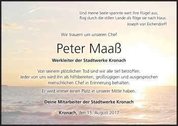 Anzeige von Peter Maaß von MGO