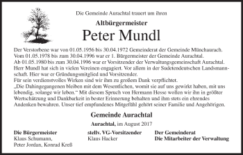 Anzeige von Peter Mundl von MGO