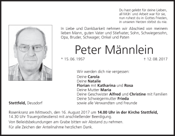 Anzeige von Peter Männlein von MGO