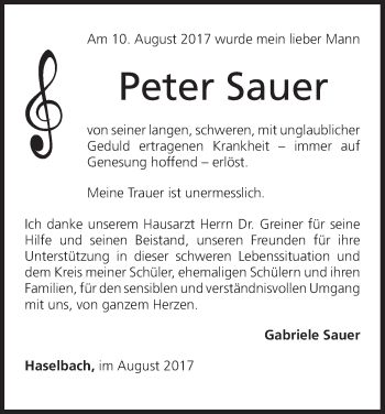 Anzeige von Peter Sauer von MGO