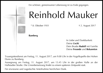 Anzeige von Reinhold Mauker von MGO