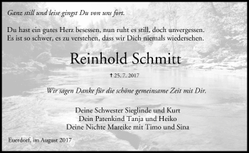 Anzeige von Reinhold Schmitt von MGO