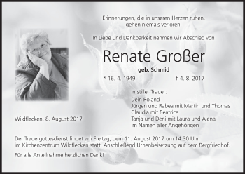 Anzeige von Renate Großer von MGO