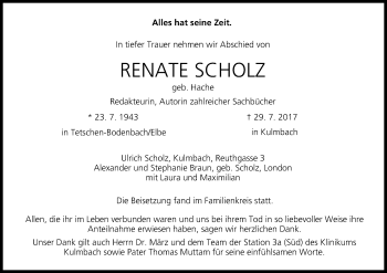 Anzeige von Renate Scholz von MGO